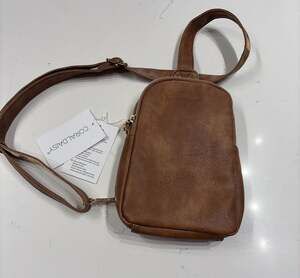 Coraldaisy  Small Crossbody Brown Vegan Leather Sling Bag